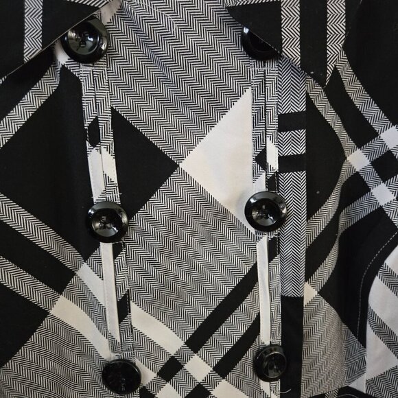 Sandro Black White Windowpane Plaid Double-Breasted Jacket Size XL - Picture 3 of 5